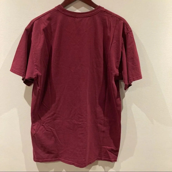 OBEY Sz L T-Shirt  Tee Burgundy Gold Cotton - Picture 3 of 3